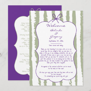 Whimsical Stripes Handwritten Wedding Itinerary Programme