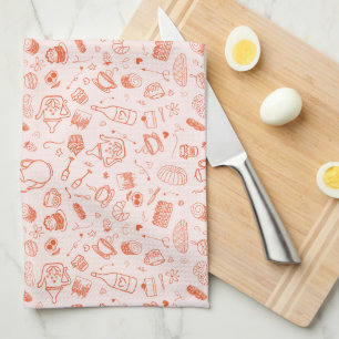 Whimsical Style Tea Party Doodle  Towel