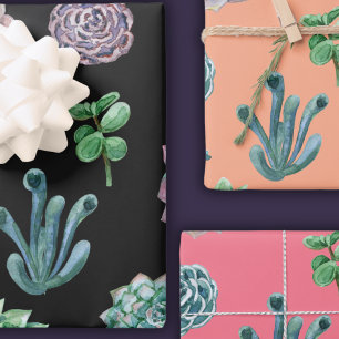 Whimsical Succulent Wrapping Paper Sheets 
