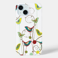 Whimsical Summer Birds Swirls Branches Modern Chic