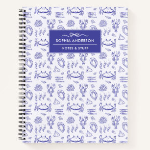 Whimsical Summer Blue Coastal Personalised Name Notebook