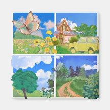 Whimsical Summer Countryside Magnet