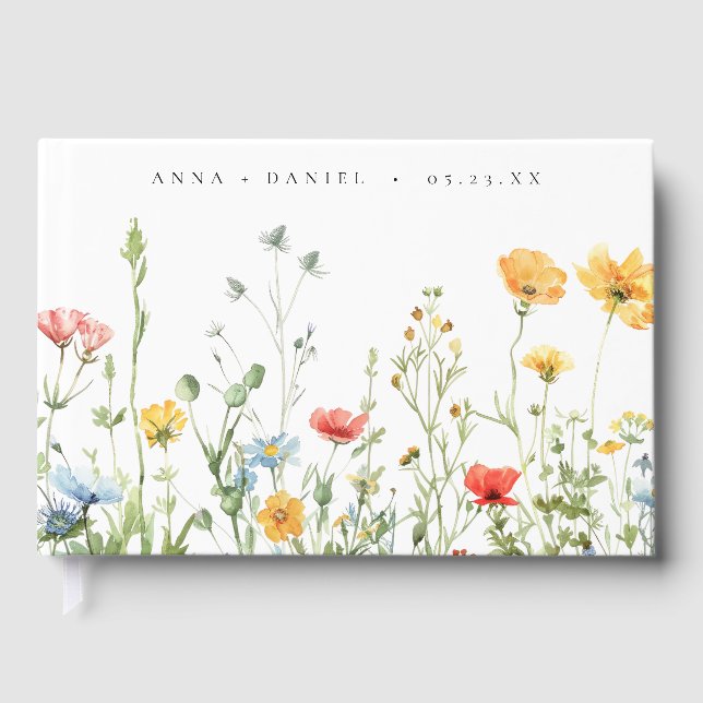 Whimsical Summer Floral Wedding Guest Book (Front)