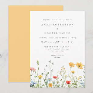 Whimsical Summer Floral Wedding Invitation