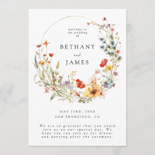Whimsical Summer Floral Wedding Programme