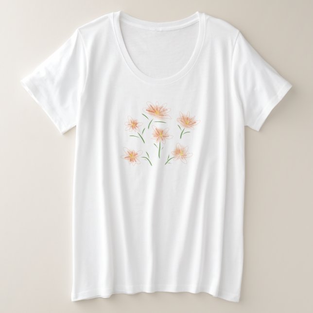 whimsical summer flowers fun  plus size T-Shirt (Design Front)