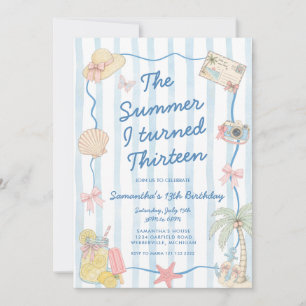 Whimsical Summer I Turned Thirteen 13th Birthday Invitation