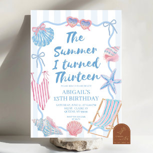 Whimsical Summer I turned thirteen TEENAGER birthd Invitation