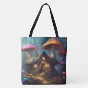 Whimsical Summer Mushroom Homes Tote Bag