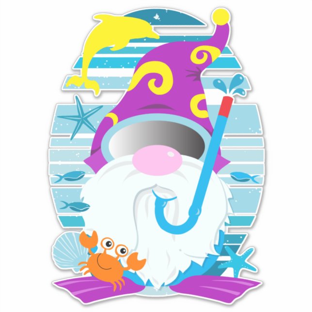Whimsical Summer Snorkel Gnome (Front)