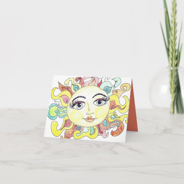 Whimsical summer sun  thank you card (Front)