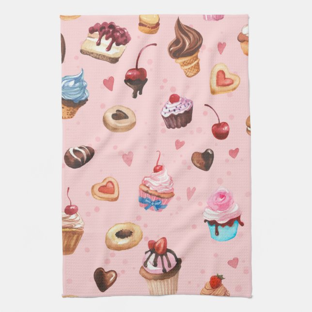 Whimsical Summer Sweets Tea Towel (Vertical)