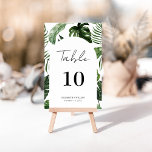 Whimsical Summer Tropical Leaves Script Wedding Table Number<br><div class="desc">Modern and elegant design printed Whimsical Arch Frame Summer Tropical Leaves Script Wedding Table Number that can be customised with your text and add each table number card to your cart, one by one. Please click the "Customise it" button and use our design tool to modify this template. Check out...</div>