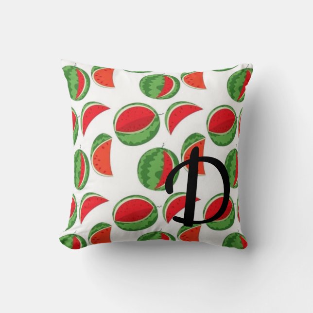 Whimsical Summer Watermelon Pattern Cushion (Front)