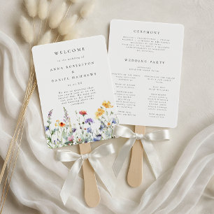 Whimsical Summer Wildflower Wedding Hand Fan