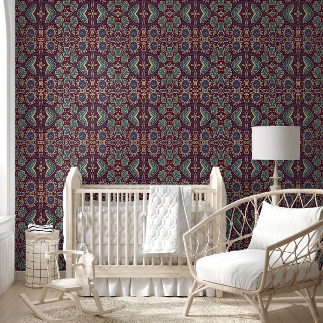 Whimsical Sun & Jungle Pattern Wallpaper (Kids)