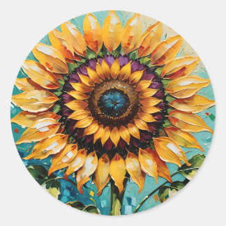 Whimsical Sunflower, Boho Sunflower, Sunflower,  Classic Round Sticker