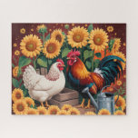 Whimsical Sunflower Rooster Jigsaw Puzzle<br><div class="desc">Whimsical Sunflower Rooster
Art/illustration
colorful
customizable</div>