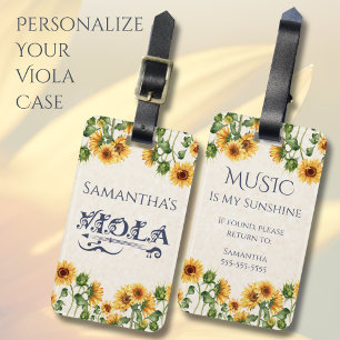 Whimsical Sunflower Viola Instrument Tag