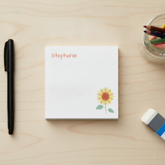 Whimsical Sunflower with Custom Name Post-it Notes