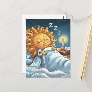  whimsical sunshine in bed  postcard