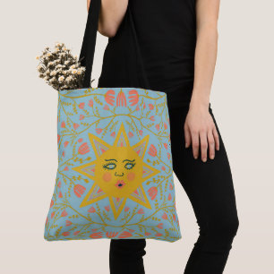 Whimsical Sunshine & Vines Boho Pattern Tote Bag