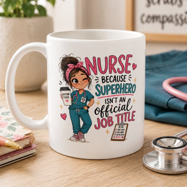 Whimsical Superhero Nurse Coffee Mug (Creator Uploaded)