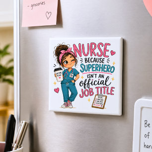 Whimsical Superhero Nurse Magnet