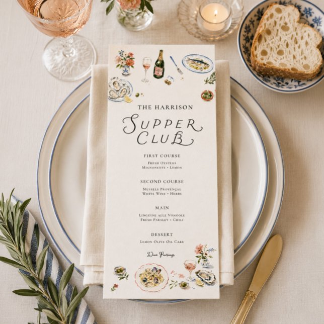 Whimsical Supper Club Dinner Party Menu (Creator Uploaded)