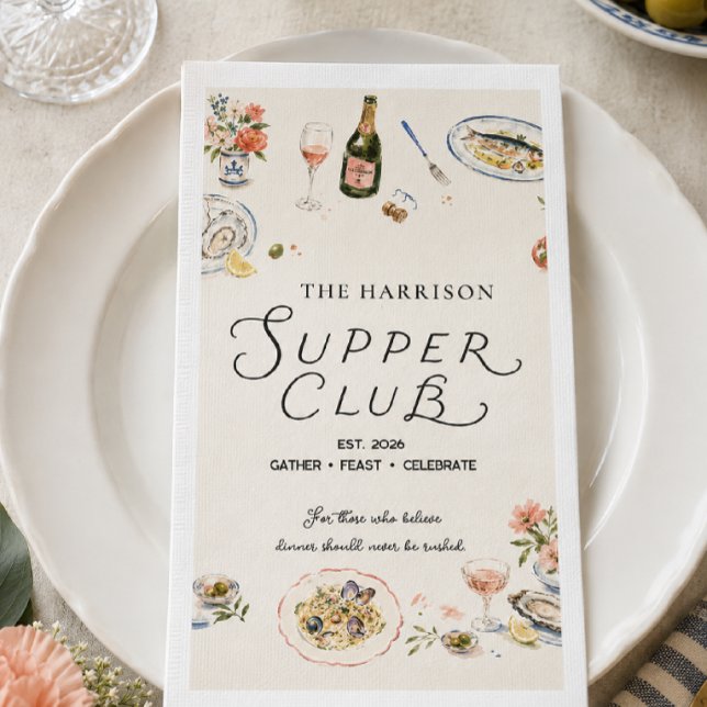Whimsical Supper Club Dinner Party Napkin (Creator Uploaded)
