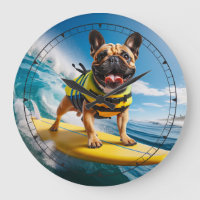 Whimsical Surfing French Bulldog