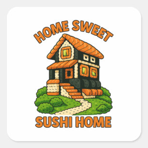 Whimsical Sushi House Foodie Cottage Square Sticker