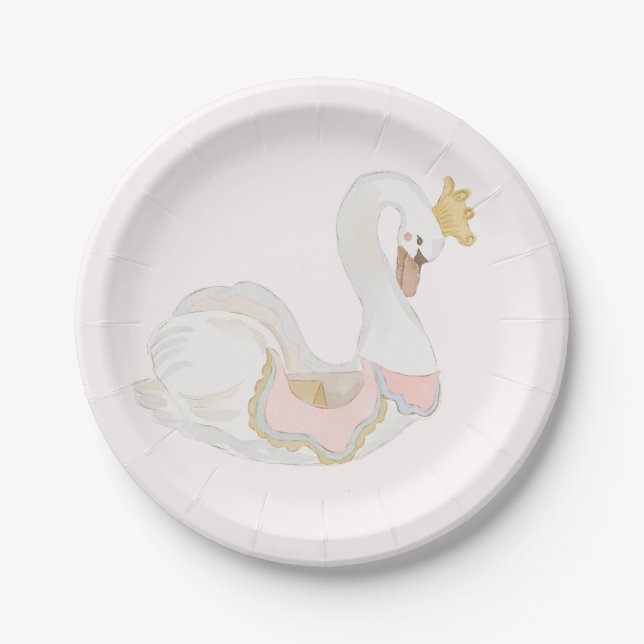 Whimsical Swan Baby Shower Plate (Front)