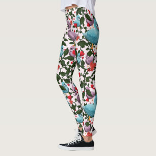 Whimsical swan floral pattern leggings