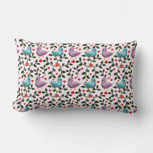 Whimsical swan floral pattern  lumbar cushion