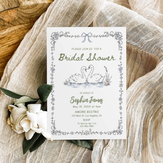 Whimsical Swans Bridal Shower Invitation (Creator Uploaded)