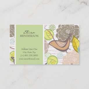 Whimsical Sweet Birds & Floral Garden Profile Card