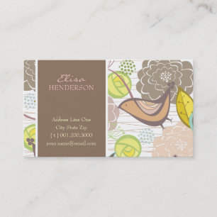 Whimsical Sweet Birds & Floral Garden Profile Card