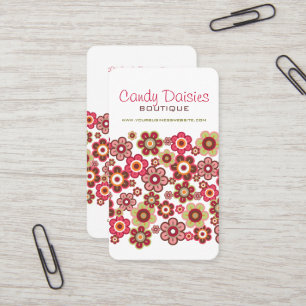 Whimsical Sweet Fuchsia Pink Candy Daisies Flowers Business Card