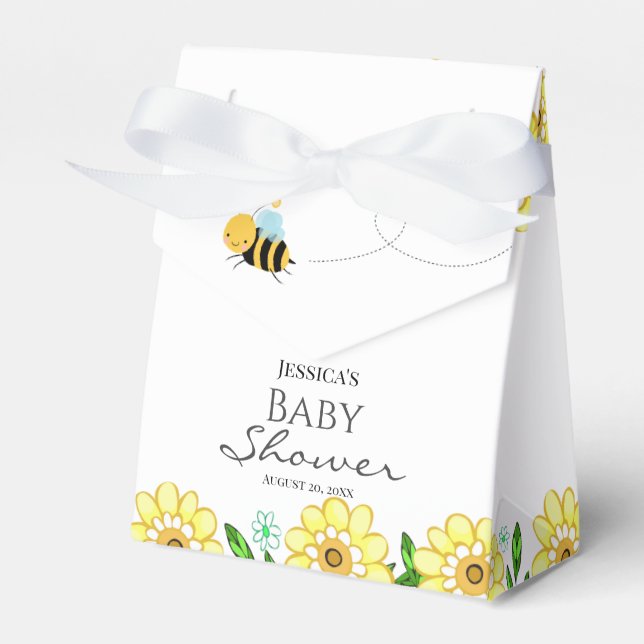 Whimsical Sweet Honey Bee Baby Shower Favour Box (Front Side)