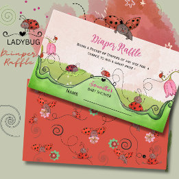 Whimsical Sweet Little Lady Ladybug Diaper Raffle  Enclosure Card