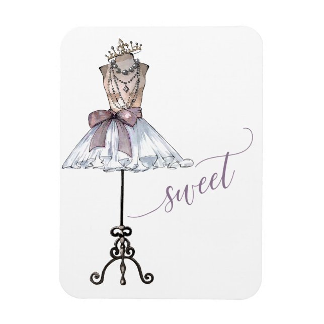 Whimsical "Sweet" Mannequin With Tutu Magnet (Vertical)