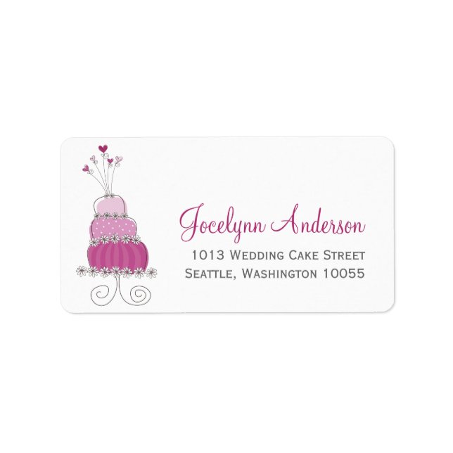 Whimsical Sweet Wedding Cake Custom Address Labels (Front)