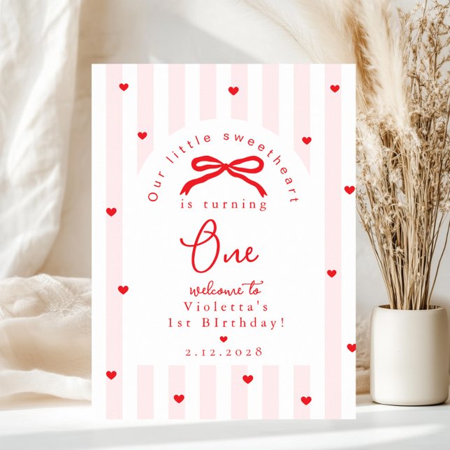 Whimsical Sweetheart 1st Birthday Welcome Poster (Creator Uploaded)