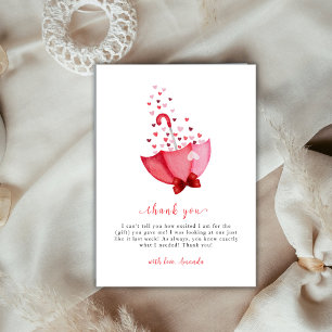 Whimsical Sweetheart Umbrella Bow Baby Shower Thank You Card