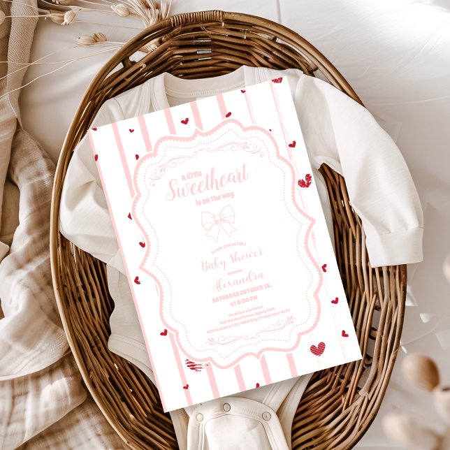 Whimsical Sweetheart Valentine's Day Baby Shower Invitation (Creator Uploaded)