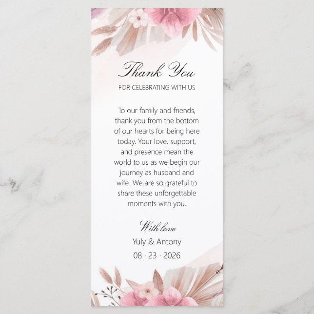 Whimsical Tabletop Welcome Dinner Appreciation Programme (Front)
