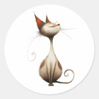 Whimsical Tan Smug Cat Illustration