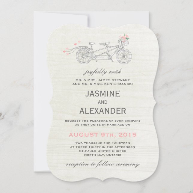 Whimsical Tandem Bicycle - Wedding Invitation (Front)