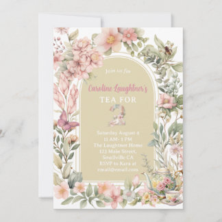 Whimsical Tea For Two Wildflower Garden Birthday Invitation